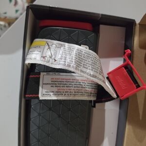 Gray and Red Car Seat Belt Lock